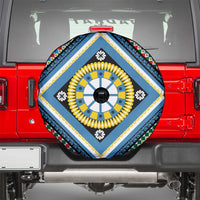 Sicily Italy Carretto Siciliano Spare Tire Cover Azure Sicilian Cart Wheel Pattern