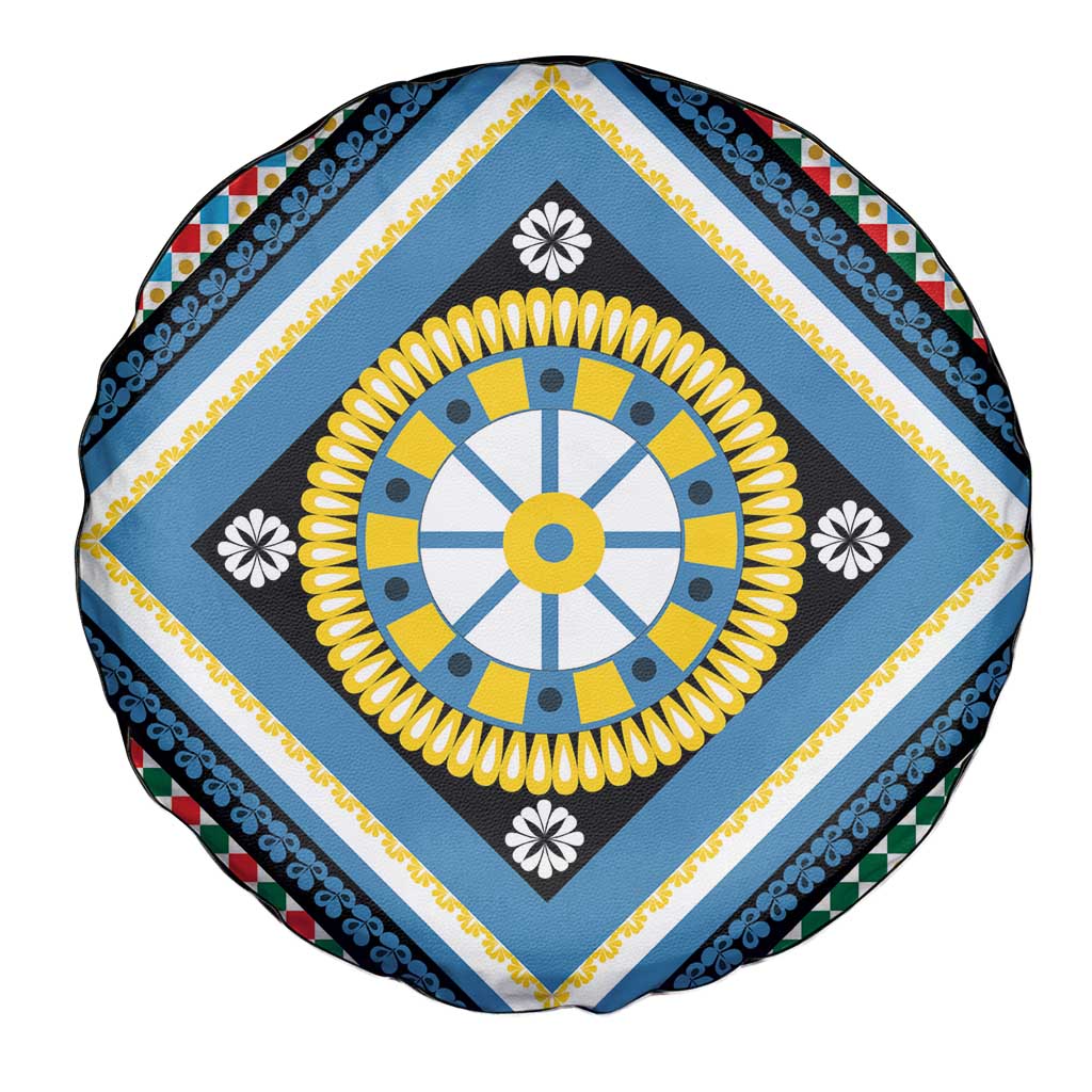 Sicily Italy Carretto Siciliano Spare Tire Cover Azure Sicilian Cart Wheel Pattern