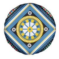 Sicily Italy Carretto Siciliano Spare Tire Cover Azure Sicilian Cart Wheel Pattern