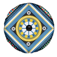 Sicily Italy Carretto Siciliano Spare Tire Cover Azure Sicilian Cart Wheel Pattern
