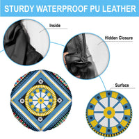 Sicily Italy Carretto Siciliano Spare Tire Cover Azure Sicilian Cart Wheel Pattern