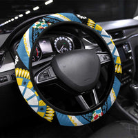 Sicily Italy Carretto Siciliano Steering Wheel Cover Azure Sicilian Cart Wheel Pattern