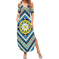 Sicily Italy Carretto Siciliano Summer Maxi Dress Azure Sicilian Cart Wheel Pattern