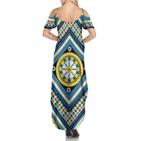 Sicily Italy Carretto Siciliano Summer Maxi Dress Azure Sicilian Cart Wheel Pattern