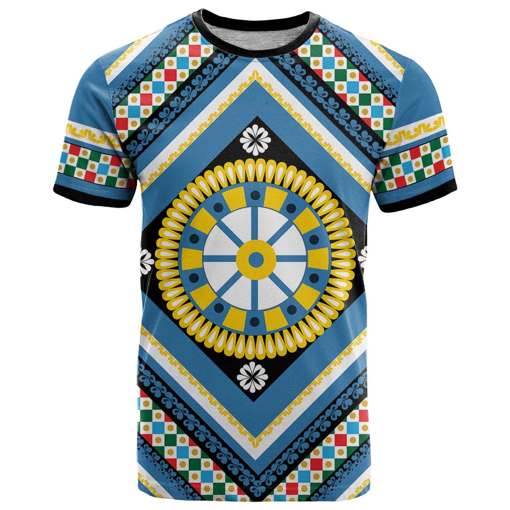 Sicily Italy Carretto Siciliano T Shirt Azure Sicilian Cart Wheel Pattern