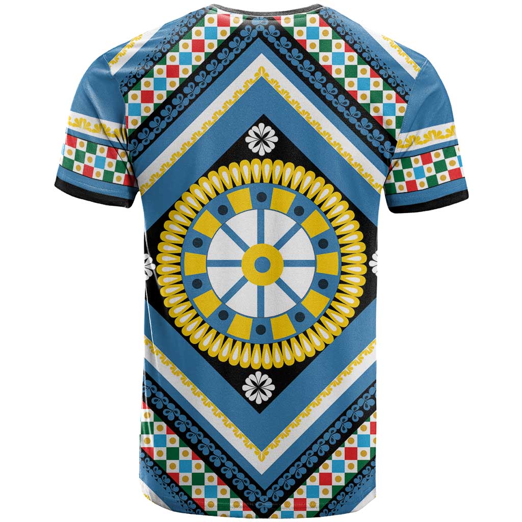 Sicily Italy Carretto Siciliano T Shirt Azure Sicilian Cart Wheel Pattern