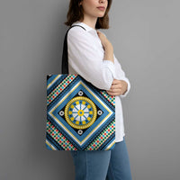 Sicily Italy Carretto Siciliano Tote Bag Azure Sicilian Cart Wheel Pattern