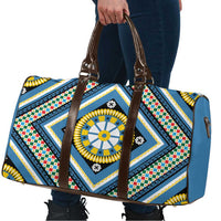 Sicily Italy Carretto Siciliano Travel Bag Azure Sicilian Cart Wheel Pattern