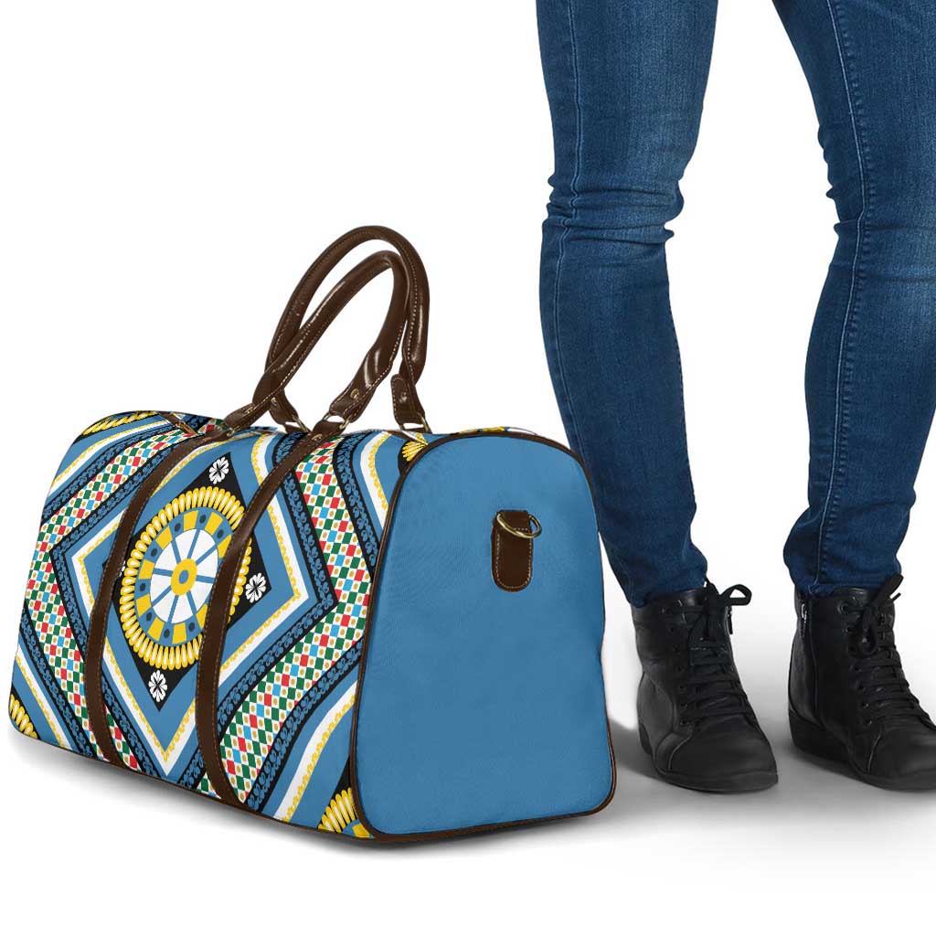 Sicily Italy Carretto Siciliano Travel Bag Azure Sicilian Cart Wheel Pattern