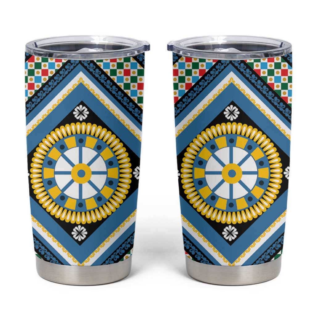 Sicily Italy Carretto Siciliano Tumbler Cup Azure Sicilian Cart Wheel Pattern