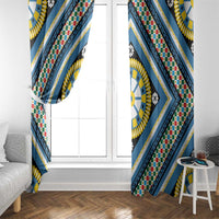 Sicily Italy Carretto Siciliano Window Curtain Azure Sicilian Cart Wheel Pattern