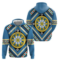 Sicily Italy Carretto Siciliano Zip Hoodie Azure Sicilian Cart Wheel Pattern