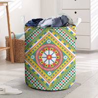Sicily Italy Carretto Siciliano Laundry Basket Green Sicilian Cart Wheel Pattern