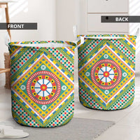 Sicily Italy Carretto Siciliano Laundry Basket Green Sicilian Cart Wheel Pattern