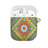 Sicily Italy Carretto Siciliano AirPods Case Green Sicilian Cart Wheel Pattern