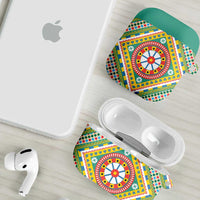 Sicily Italy Carretto Siciliano AirPods Case Green Sicilian Cart Wheel Pattern
