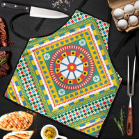 Sicily Italy Carretto Siciliano Apron Green Sicilian Cart Wheel Pattern