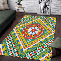 Sicily Italy Carretto Siciliano Area Rug Green Sicilian Cart Wheel Pattern