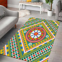 Sicily Italy Carretto Siciliano Area Rug Green Sicilian Cart Wheel Pattern