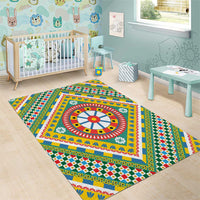 Sicily Italy Carretto Siciliano Area Rug Green Sicilian Cart Wheel Pattern