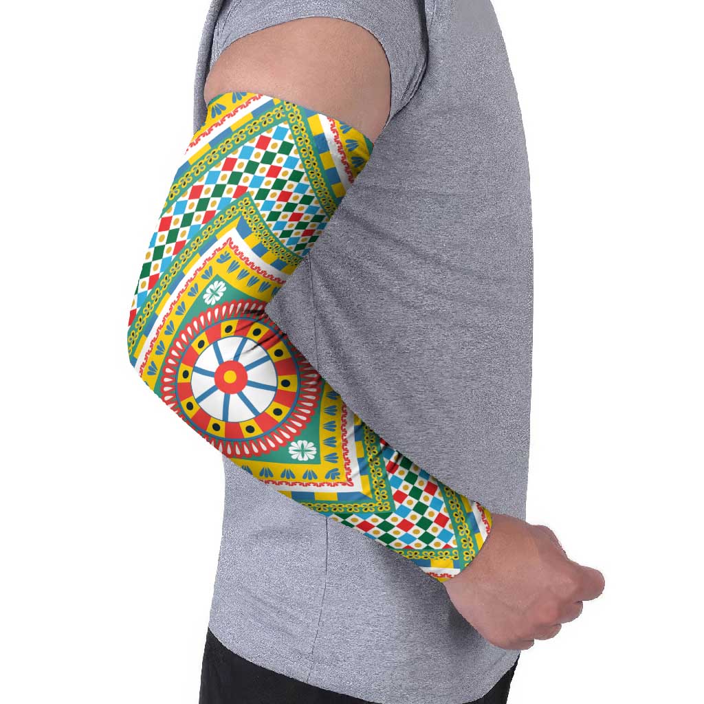 Sicily Italy Carretto Siciliano Arm Sleeves Green Sicilian Cart Wheel Pattern