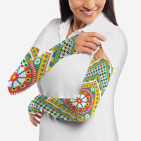 Sicily Italy Carretto Siciliano Arm Sleeves Green Sicilian Cart Wheel Pattern