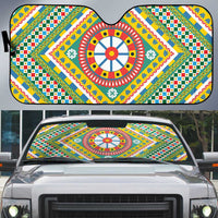 Sicily Italy Carretto Siciliano Auto Sun Shade Green Sicilian Cart Wheel Pattern
