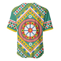 Sicily Italy Carretto Siciliano Baseball Jersey Green Sicilian Cart Wheel Pattern