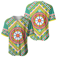 Sicily Italy Carretto Siciliano Baseball Jersey Green Sicilian Cart Wheel Pattern