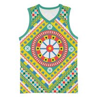 Sicily Italy Carretto Siciliano Basketball Jersey Green Sicilian Cart Wheel Pattern