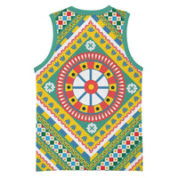 Sicily Italy Carretto Siciliano Basketball Jersey Green Sicilian Cart Wheel Pattern