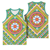 Sicily Italy Carretto Siciliano Basketball Jersey Green Sicilian Cart Wheel Pattern