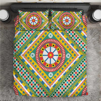 Sicily Italy Carretto Siciliano Bedding Set Green Sicilian Cart Wheel Pattern