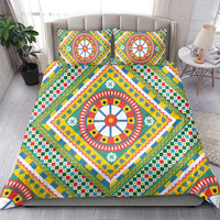 Sicily Italy Carretto Siciliano Bedding Set Green Sicilian Cart Wheel Pattern