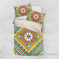 Sicily Italy Carretto Siciliano Bedding Set Green Sicilian Cart Wheel Pattern