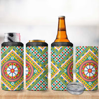 Sicily Italy Carretto Siciliano 4 in 1 Can Cooler Tumbler Green Sicilian Cart Wheel Pattern