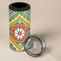 Sicily Italy Carretto Siciliano 4 in 1 Can Cooler Tumbler Green Sicilian Cart Wheel Pattern