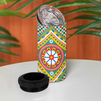Sicily Italy Carretto Siciliano 4 in 1 Can Cooler Tumbler Green Sicilian Cart Wheel Pattern