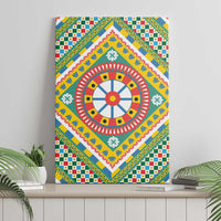 Sicily Italy Carretto Siciliano Canvas Wall Art Green Sicilian Cart Wheel Pattern