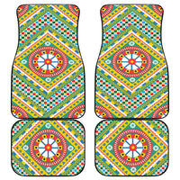 Sicily Italy Carretto Siciliano Car Mats Green Sicilian Cart Wheel Pattern