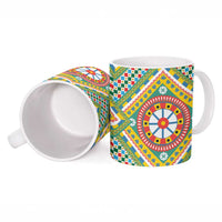 Sicily Italy Carretto Siciliano Ceramic Mug Green Sicilian Cart Wheel Pattern