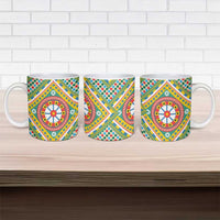 Sicily Italy Carretto Siciliano Ceramic Mug Green Sicilian Cart Wheel Pattern