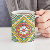 Sicily Italy Carretto Siciliano Ceramic Mug Green Sicilian Cart Wheel Pattern