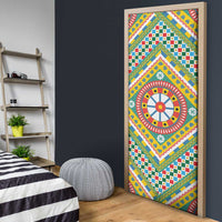 Sicily Italy Carretto Siciliano Door Cover Green Sicilian Cart Wheel Pattern