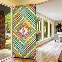 Sicily Italy Carretto Siciliano Door Cover Green Sicilian Cart Wheel Pattern