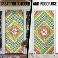 Sicily Italy Carretto Siciliano Door Cover Green Sicilian Cart Wheel Pattern
