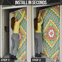 Sicily Italy Carretto Siciliano Door Cover Green Sicilian Cart Wheel Pattern