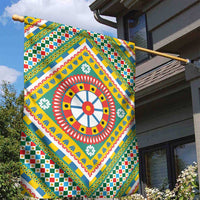 Sicily Italy Carretto Siciliano Garden Flag Green Sicilian Cart Wheel Pattern