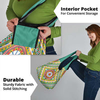 Sicily Italy Carretto Siciliano Grocery Bag Green Sicilian Cart Wheel Pattern