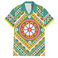 Sicily Italy Carretto Siciliano Hawaiian Shirt Green Sicilian Cart Wheel Pattern